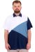 Büyük Beden Erkek T-Shirt Polo Yaka Parçalı 25313 Beyaz