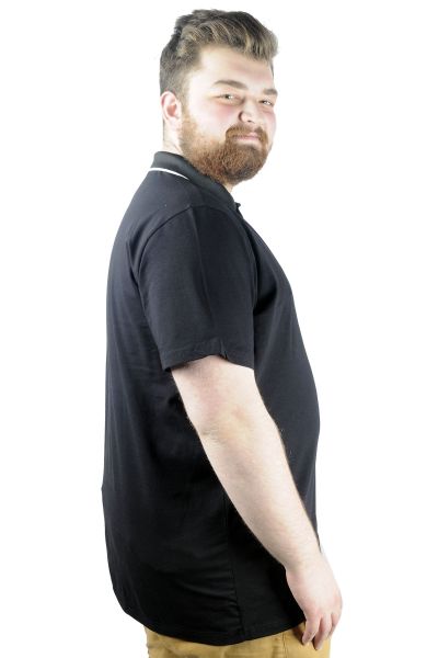 Büyük Beden T shirt Polo Likralı Süprem Nakış 21554 Siyah