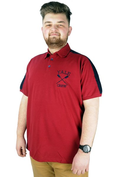 Büyük Beden Erkek T shirt Polo Yale Crew 22308 Bordo
