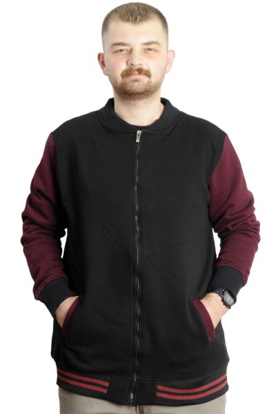 Big Size Mens College Coat 22618 Black-Plum