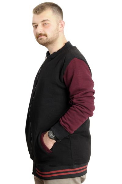 Big Size Mens College Coat 22618 Black-Plum