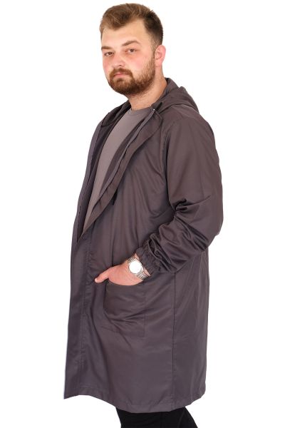 Büyük Beden Erkek Yağmurluk Kapşonlu 22700 Antrasit [product_color]