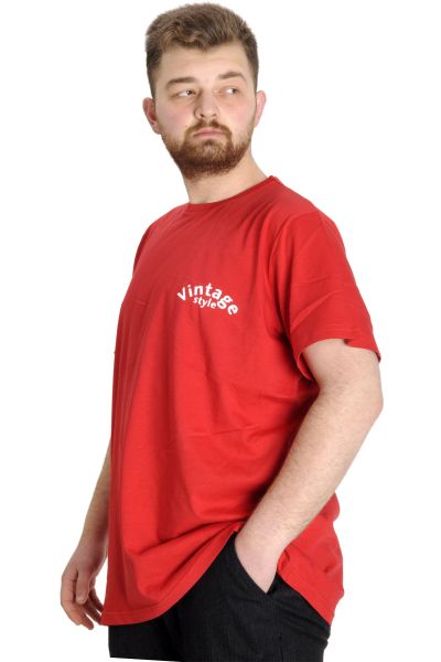 Büyük Beden Erkek T-shirt VINTAGE 23144 Kırmızı