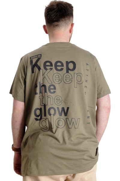 Büyük Beden Erkek T-shirt KEEP THE GLOW 23149 Haki