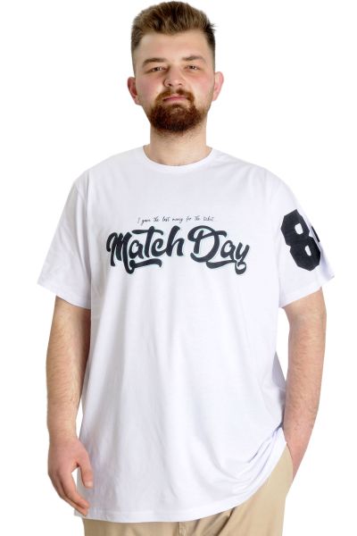 Büyük Beden Erkek T-shirt MATCH DAY 23155 Beyaz