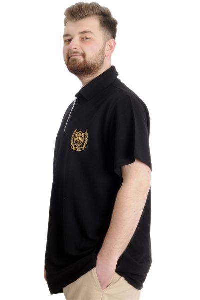 Büyük Beden Erkek T-shirt Polo E.S.T 1991 23322 Siyah