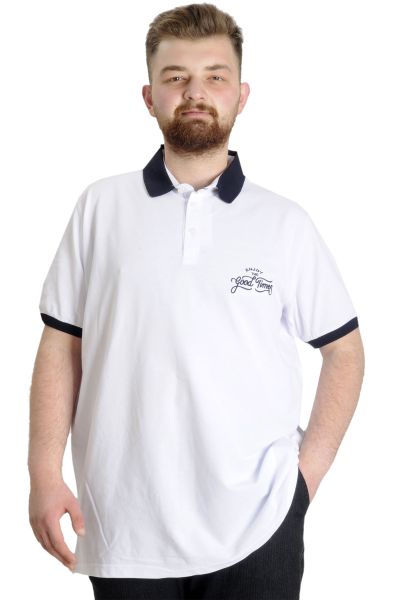 Büyük Beden Erkek Polo T-shirt GOOD TIMES 23345 Beyaz
