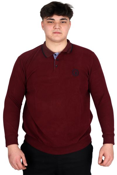 Big Tall Mens Polo Sweatshirt Velvet substitute Horse 23440 Burgundy