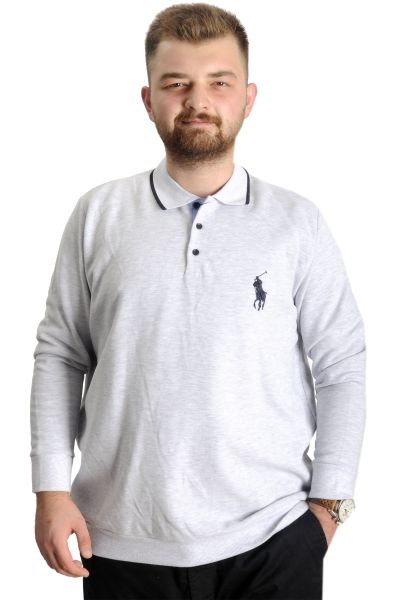 Büyük Beden Erkek Sweat Polo Selanik Horse 23442 Karmelanj