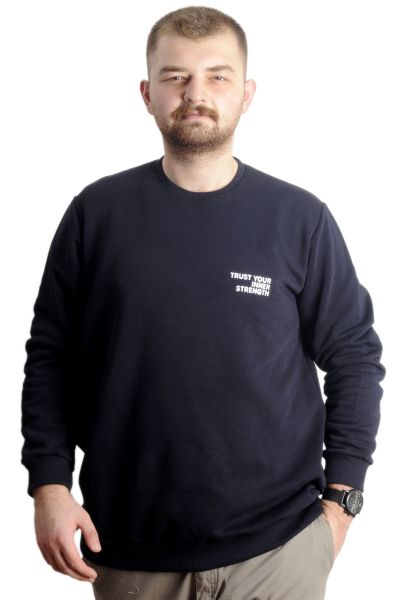 Big Size Mens Sweathirt Crew Neck Sweat 23525 Navy Blue