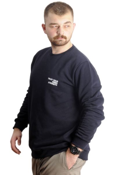 Big Size Mens Sweathirt Crew Neck Sweat 23525 Navy Blue