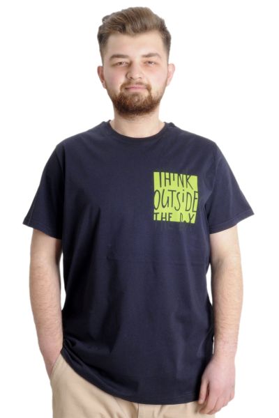 Büyük Beden Erkek T-shirt OUTSIDE 23106 Lacivert [product_color]