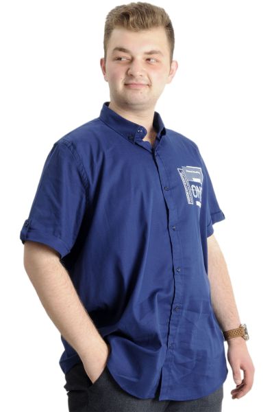 Mens Big Size Gabardinee Shirt ONE CITY 23307 Indigo