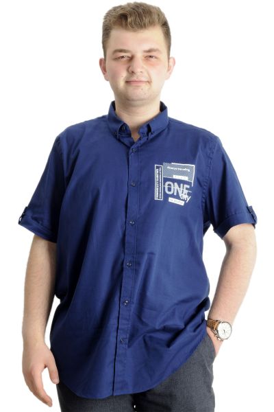 Mens Big Size Gabardinee Shirt ONE CITY 23307 Indigo