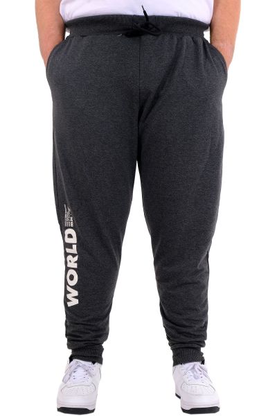 Big Size Mens Sweatpants Interlock WORD 24519 AntraMelange