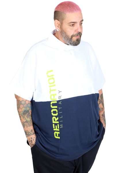Big Size Men Polo T-Shirt Contrast Collar 25318 White