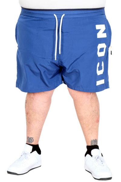 Büyük Beden Erkek Deniz Şortu Icon Baskılı U25402 INDIGO