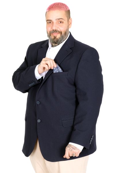 Büyük Beden Erkek Mendi Blazer Ceket 26020 LACİVERT