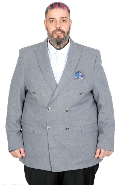 Big Size Men Double-Breasted Blazer Jacket 26021 Indigo