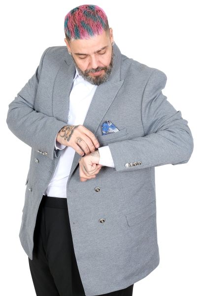 Big Size Men Double-Breasted Blazer Jacket 26021 Indigo