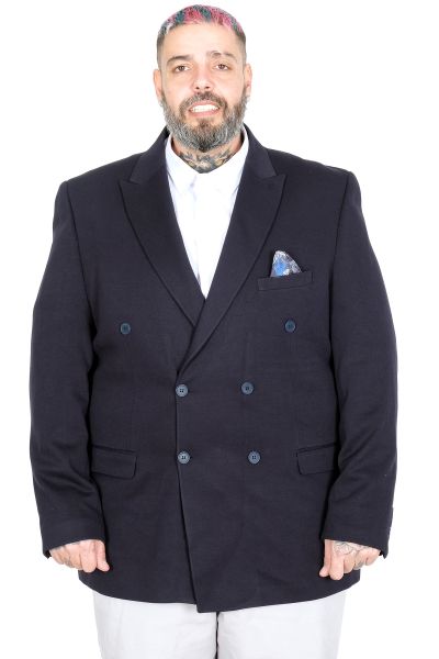 Big Size Men Double-Breasted Blazer Jacket 26027 Navy