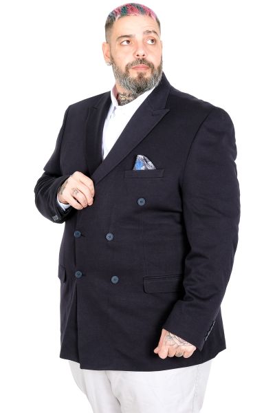Big Size Men Double-Breasted Blazer Jacket 26027 Navy