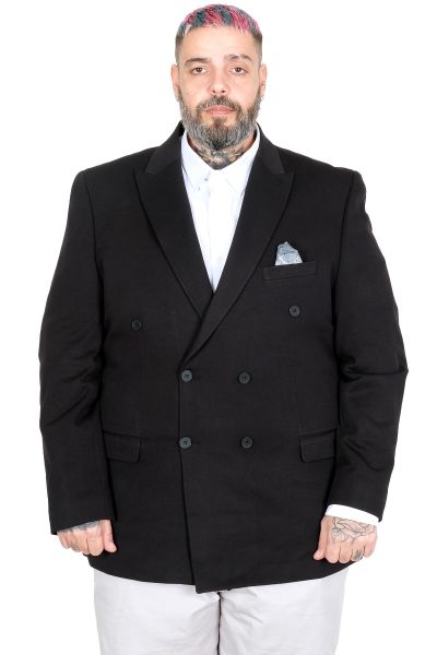 Büyük Beden Erkek Kruvaze Blazer Ceket 26021 SIYAH