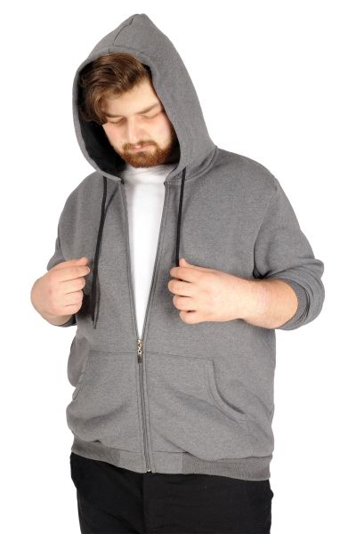 Büyük Beden Erkek Sweatshirt Zippered Recycle  B20533 Füme