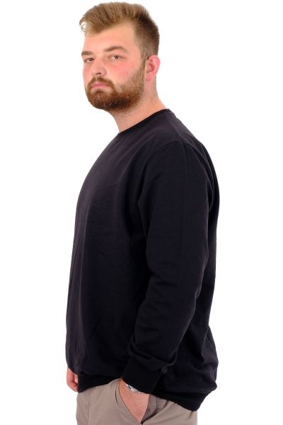 Büyük Beden Erkek Basic Sweatshirt Bisiklet Yaka Recycle B24529 Siyah