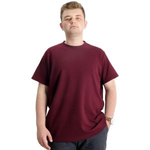 Big Size Mens T-Shirt Crew Neck WAFFLE 20033 Burgundy