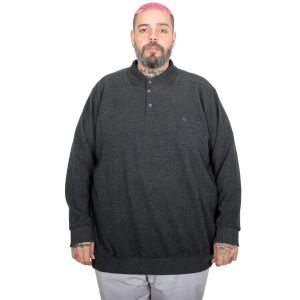 Men’s Big Size Pocket Selanik Polo Sweatshirt 20441 Anthracite