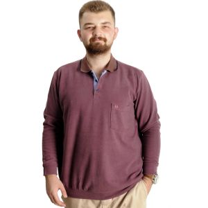 Big Tall Mens Polo Sweatshirt Velvet substitute Basic 20441 Gül Kurusu