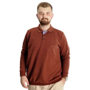 Big Tall Mens Polo Sweatshirt Velvet substitute Basic 20441 Cinnamon