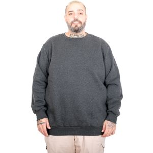 Büyük Beden Erkek Basic Bisiklet Yaka Sweatshirt 20131 ANTRASIT