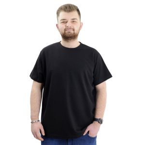 Big Size Mens T-Shirt Crew Neck WAFFLE 20033 Black