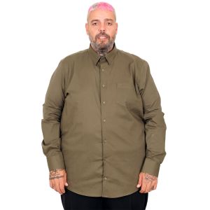 Büyük Beden Gömlek Ukol Cep Lycra Poplin 20350 Haki