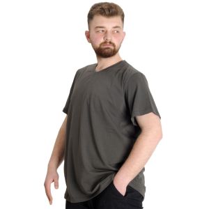 Büyük Beden T-Shirt V Yaka Likralı 20150 Haki
