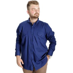 Erkek Gömlek UKol Gabardin Çift Cep 20360 İndigo