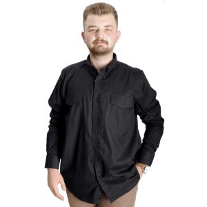 Erkek Gömlek UKol Gabardin Çift Cep 20360 Siyah