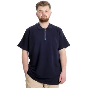 Big Size Mens T-Shirt Zipper Polo 21029 Navy Blue
