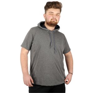 Big-Tall Men Oversize Hooded Basic T-Shirt Round Collar 21115 Anthracite
