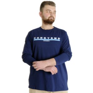 Big Tall Mens T-shirt Long Sleeve Chngyrmd 22100 Indigo