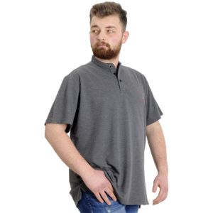 Büyük Beden Erkek T-shirt Hakim Yaka MD LOGO 22326 Antramelanj
