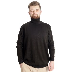 Big Size Mens knitwear Balıkçı Collar 22205 Brown