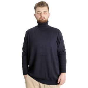 Big Size Mens knitwear Balıkçı Collar 22205 Dark Navy Blue