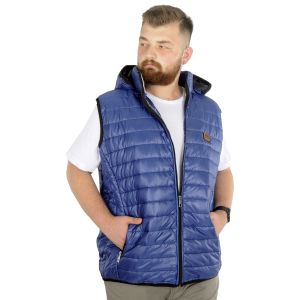 Big Size Mens Quilted Hooded Vest 22600 Indıgo