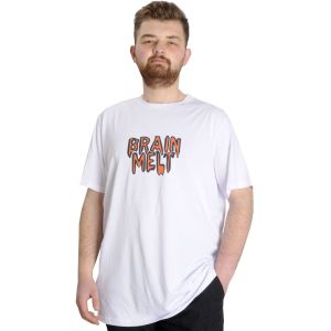 Büyük Beden Erkek T-shirt BRAIN MELT 23141 Beyaz
