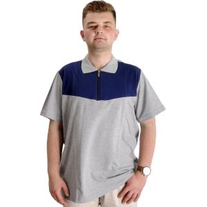 Big Size Mens T-Shirt Polo FRAGMENTED 23325 Grey Melange