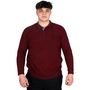 Big Tall Mens Polo Sweatshirt Velvet substitute Horse 23440 Burgundy