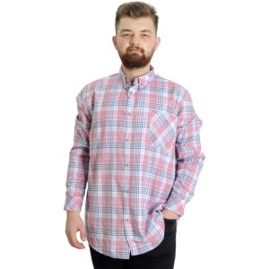 Gömlek Ekose Uzun Kollu 23300 Koyu Pembe